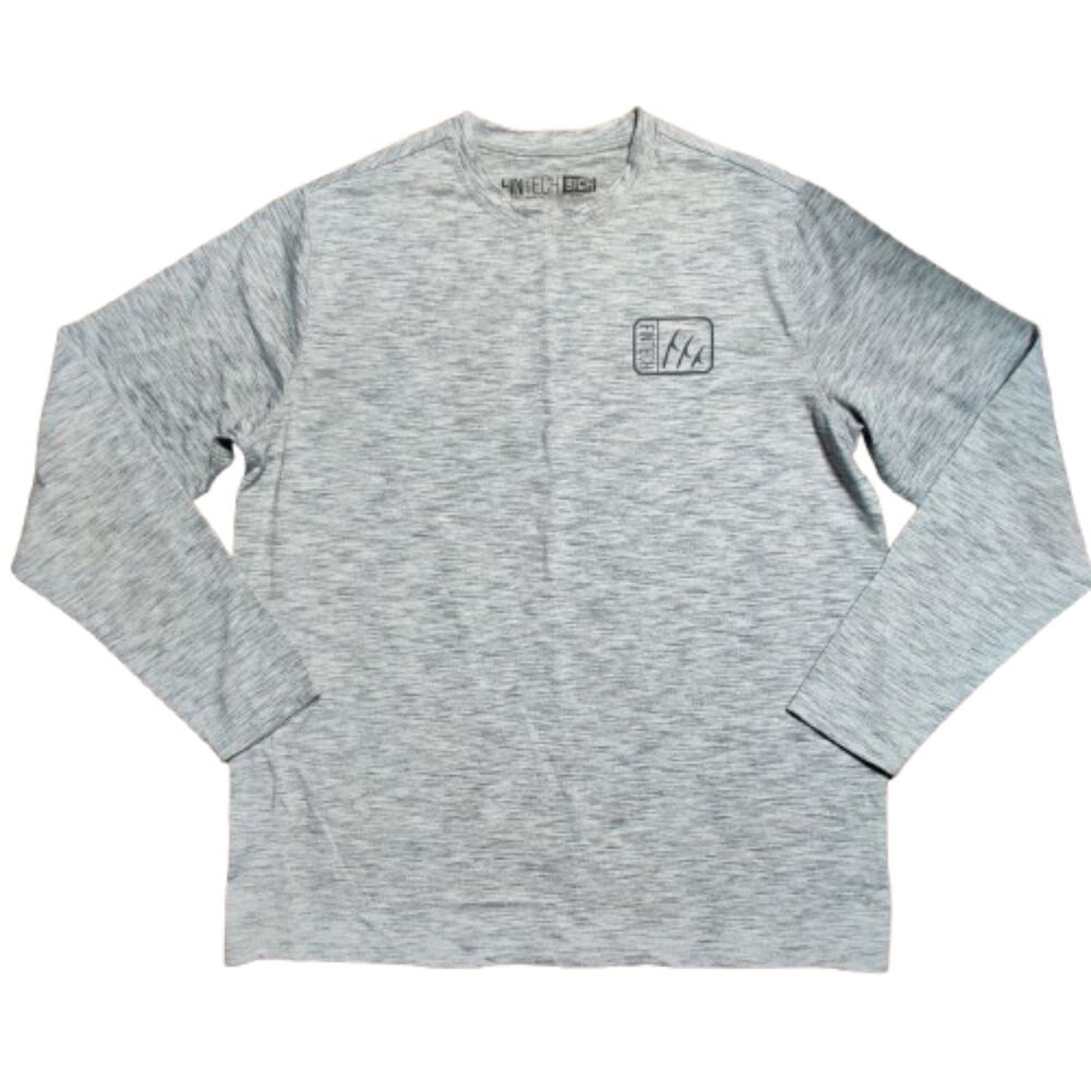 Fintech Men’s Small Gray Heather Fishing Performance Long Sleeve Graphic Shirt